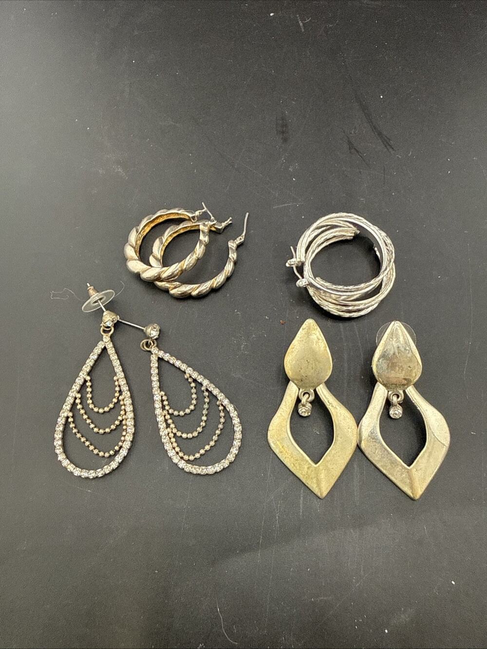 Lot Of 4 Silver Toned Earrings